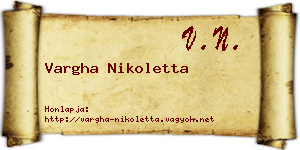 Vargha Nikoletta névjegykártya